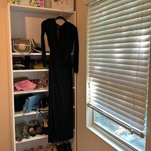 CouCoo Long-sleeved maxi dress in satin black